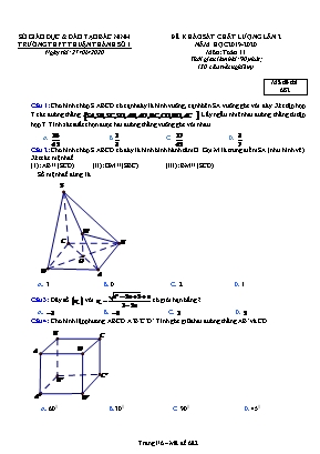 Đề khảo sát chất lượng lần 2 môn Toán Lớp 11 - Mã đề 628 - Năm học 2019-2020 - Trường THPT Thuận Thành số 1